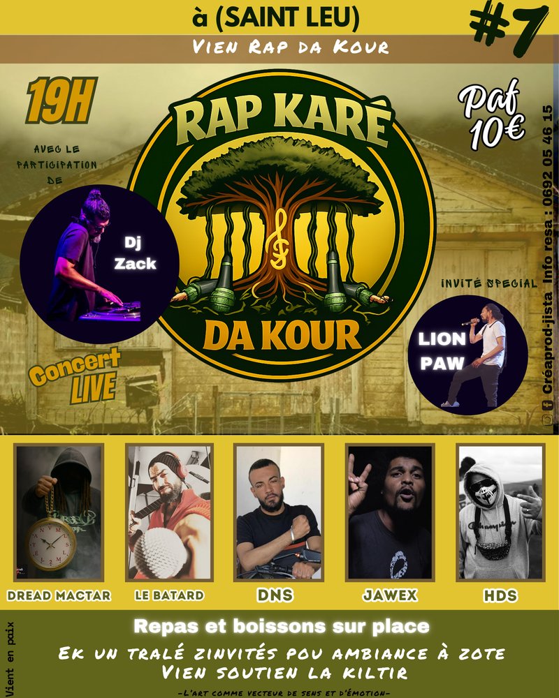 Affiche officielle RAP KARÉ DA KOUR #7, Café La Kour (Saint-Leu)